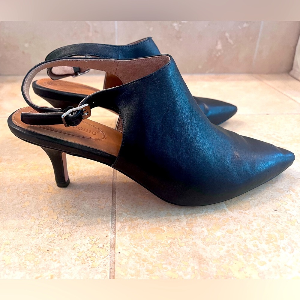 Black leather sling back Corso Como booties